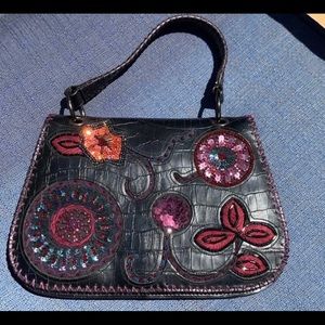 Braccalini beaded and embroidered leather handbag